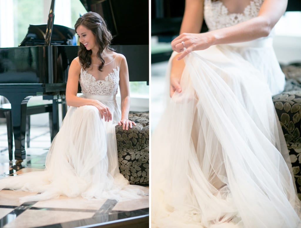 bride in front of piano