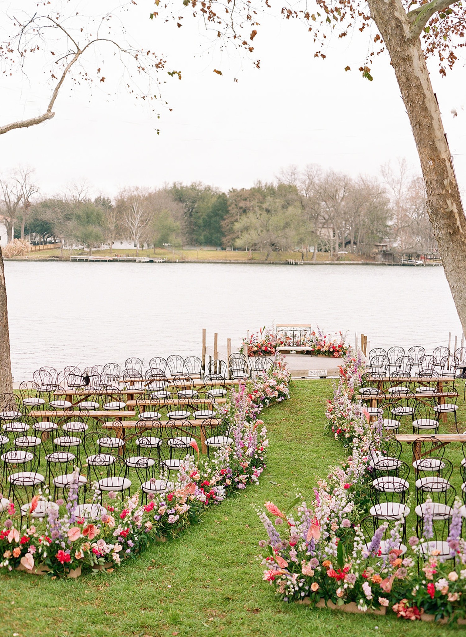 Winding Flower Aisle for Wedding Ceremony