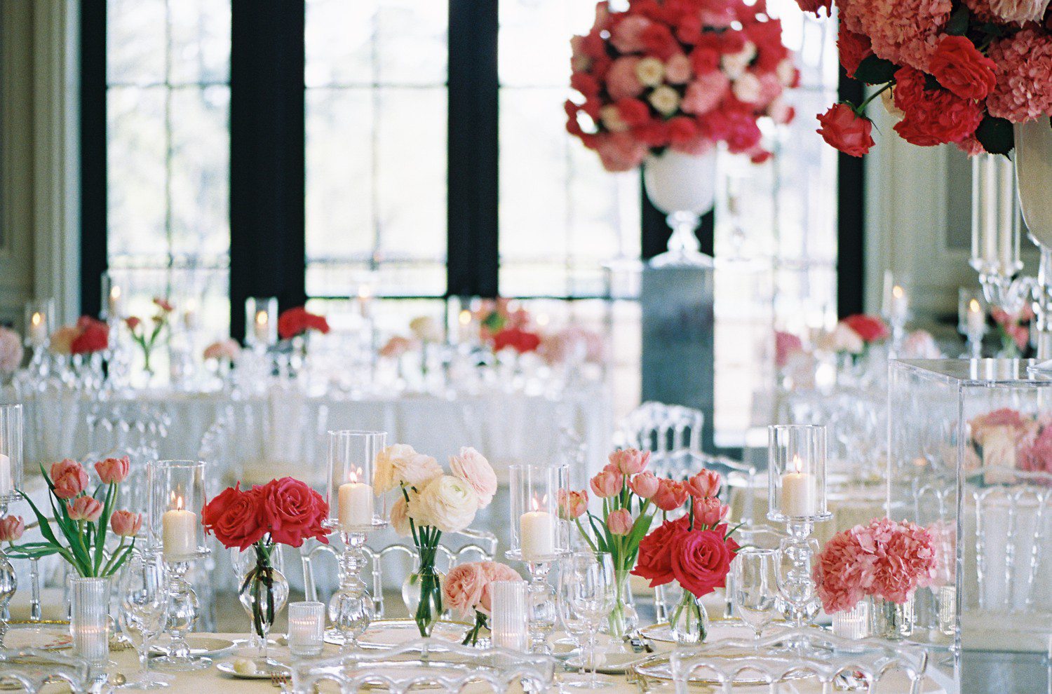 Pink Flowers Wedding Reception