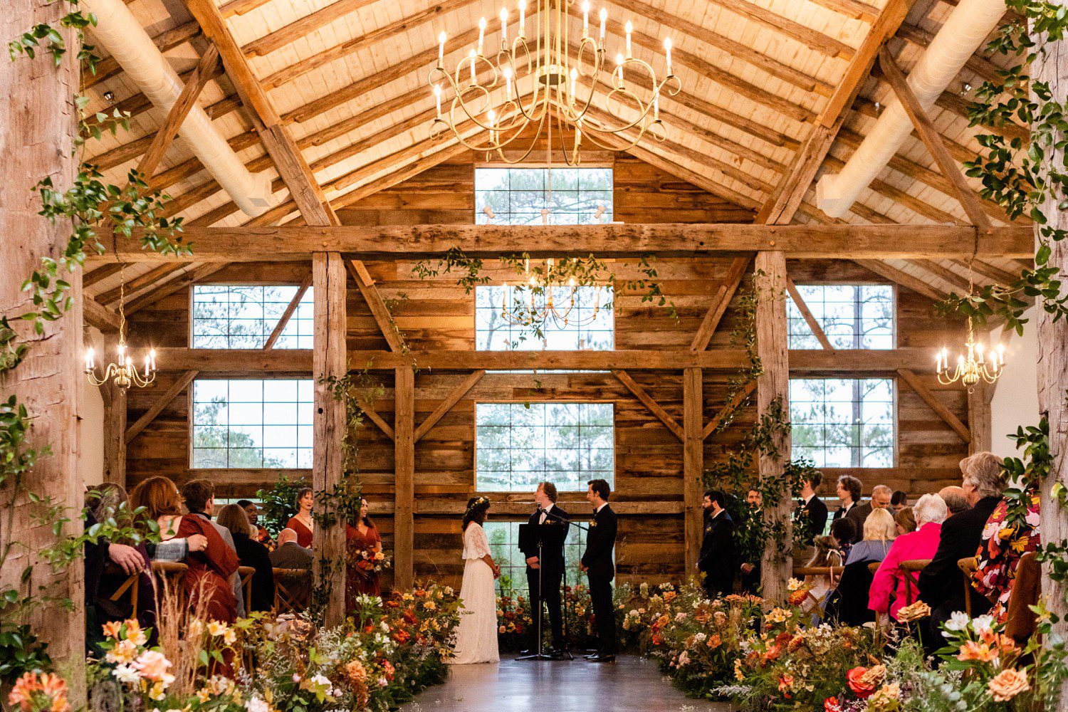 Barn wedding ceremony at Historic Hill House & Farm