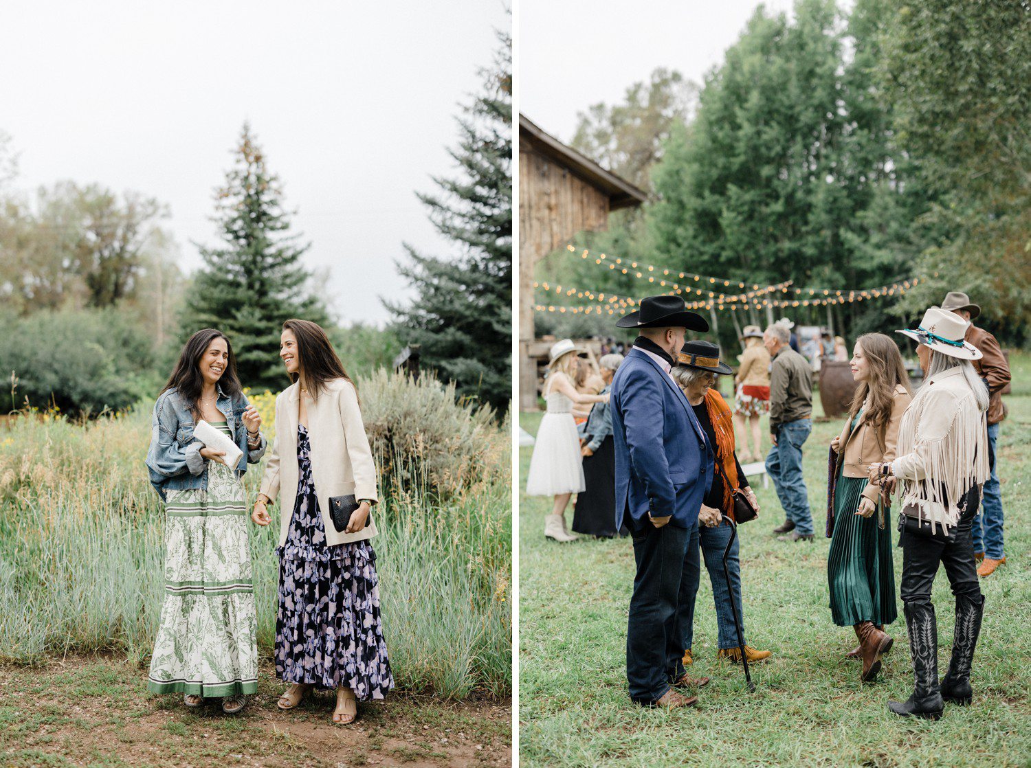 Wedding guests at wedding rehearsal dinner in Aspen.