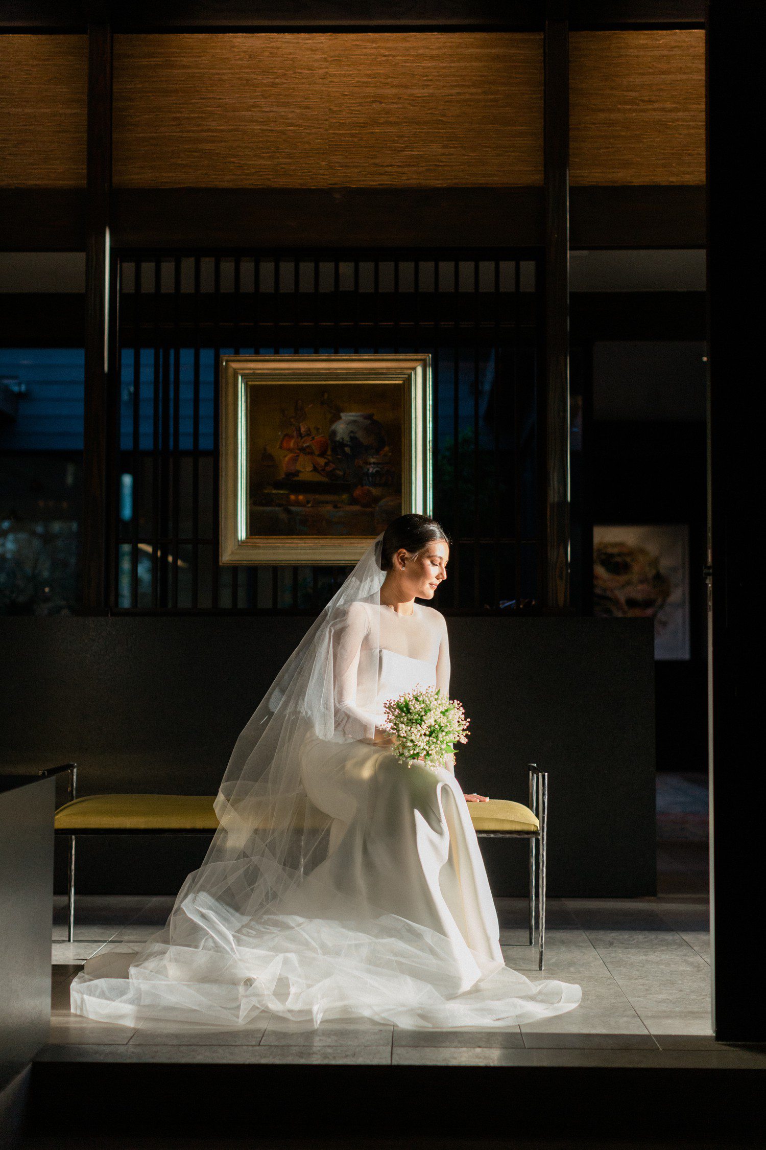 Modern bridal portraits at home in Houston.