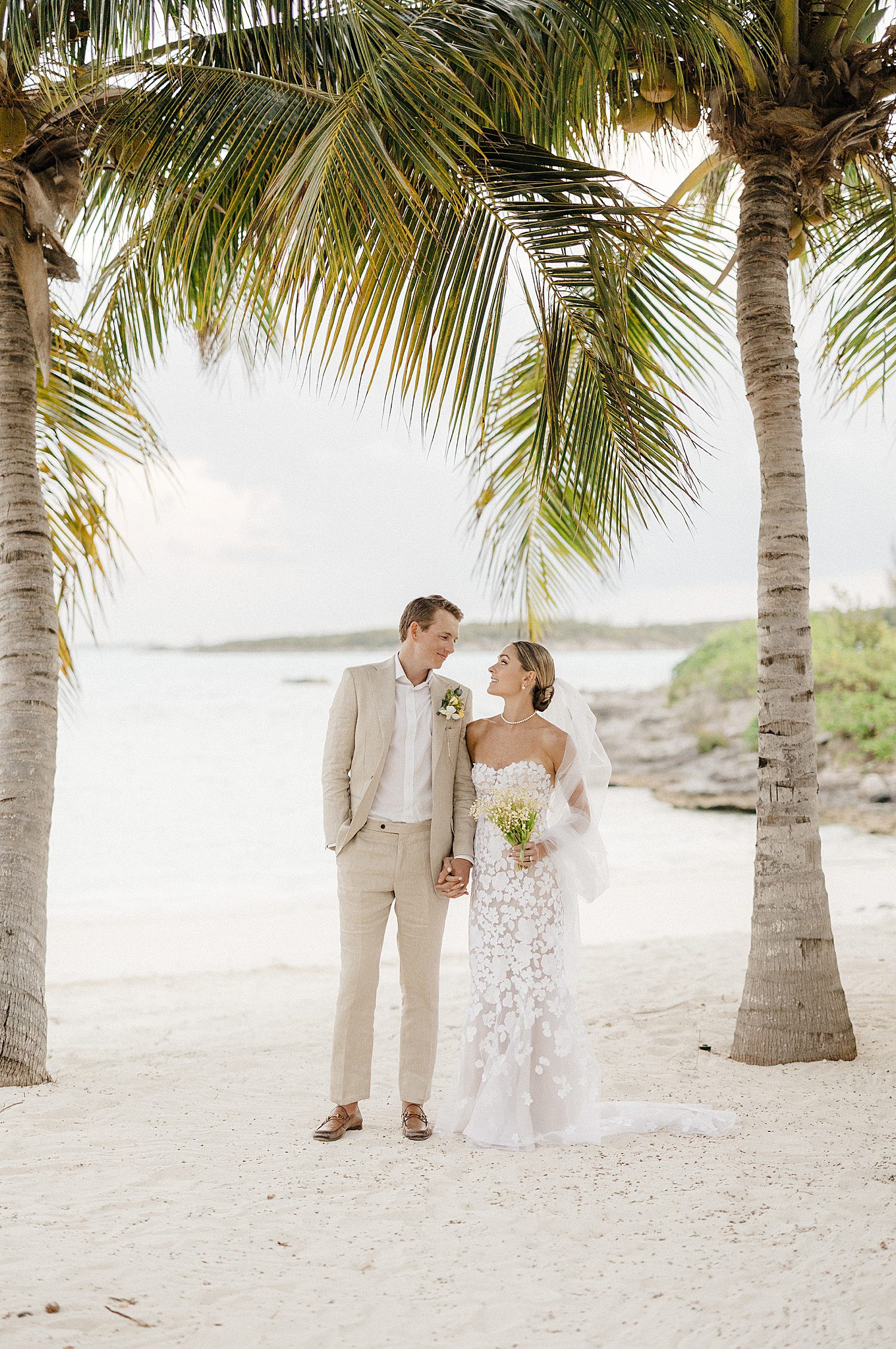 Bride and groom at destination wedding in the Bahamas
