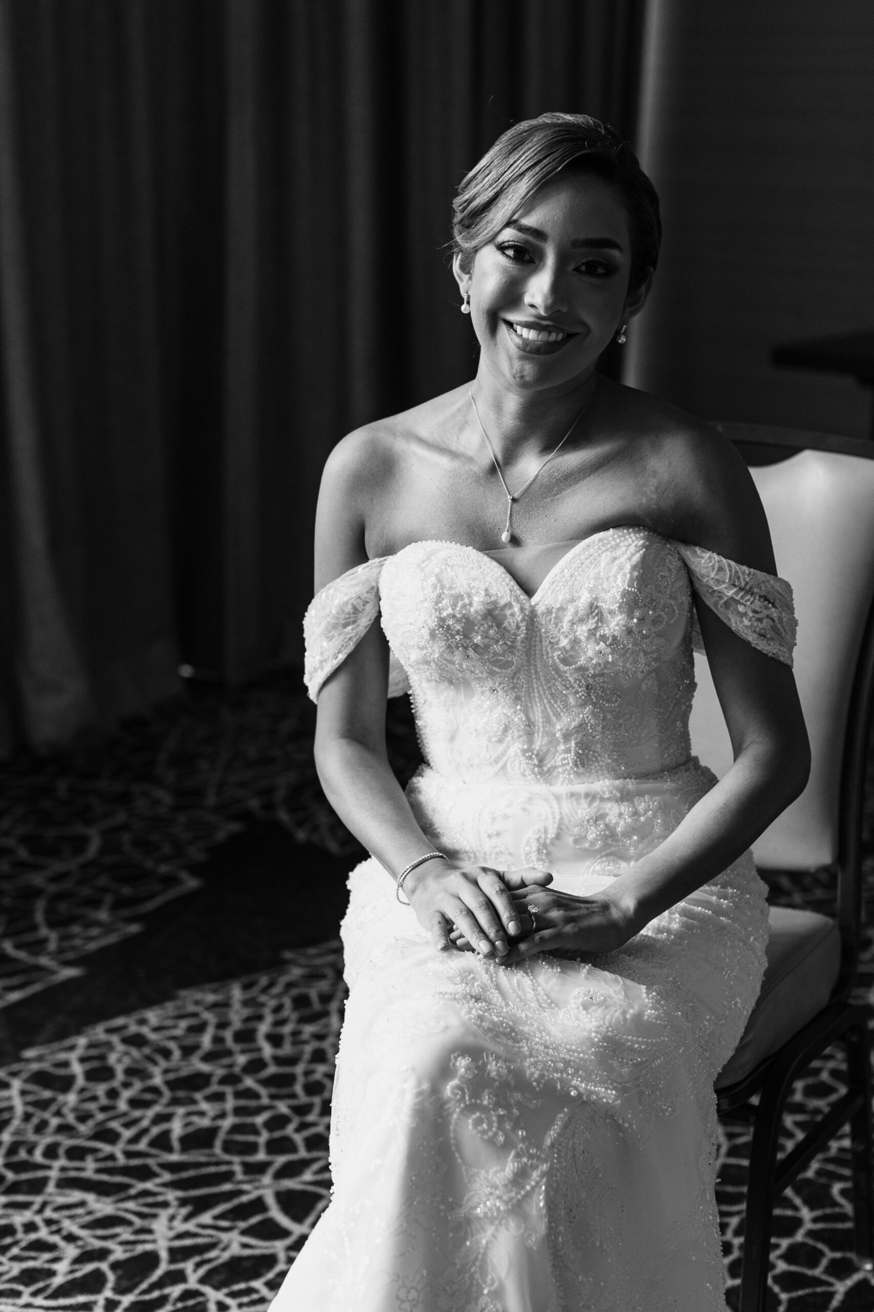 Bride smiling on her wedding day