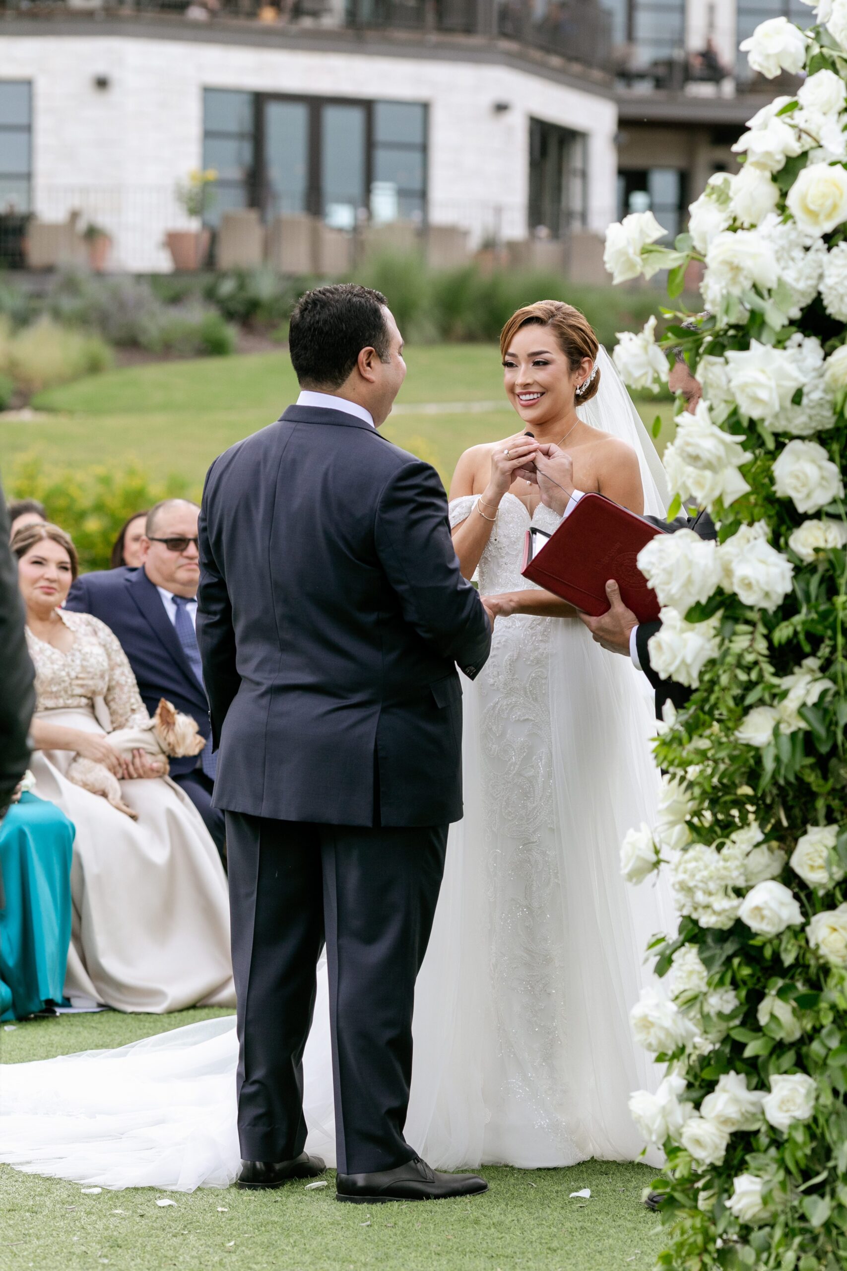 Bride and groom exchanging vows