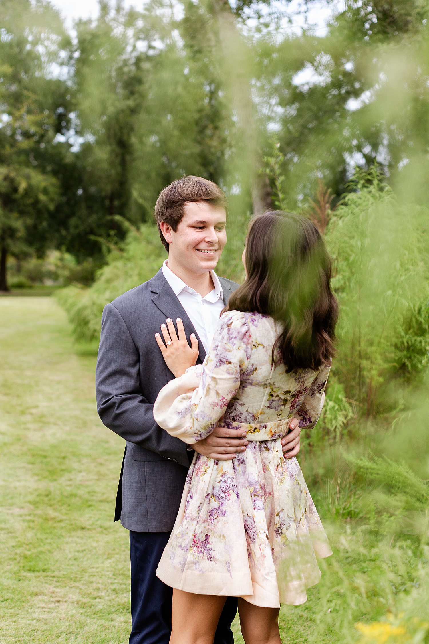 Engaged couple talking and laughing together