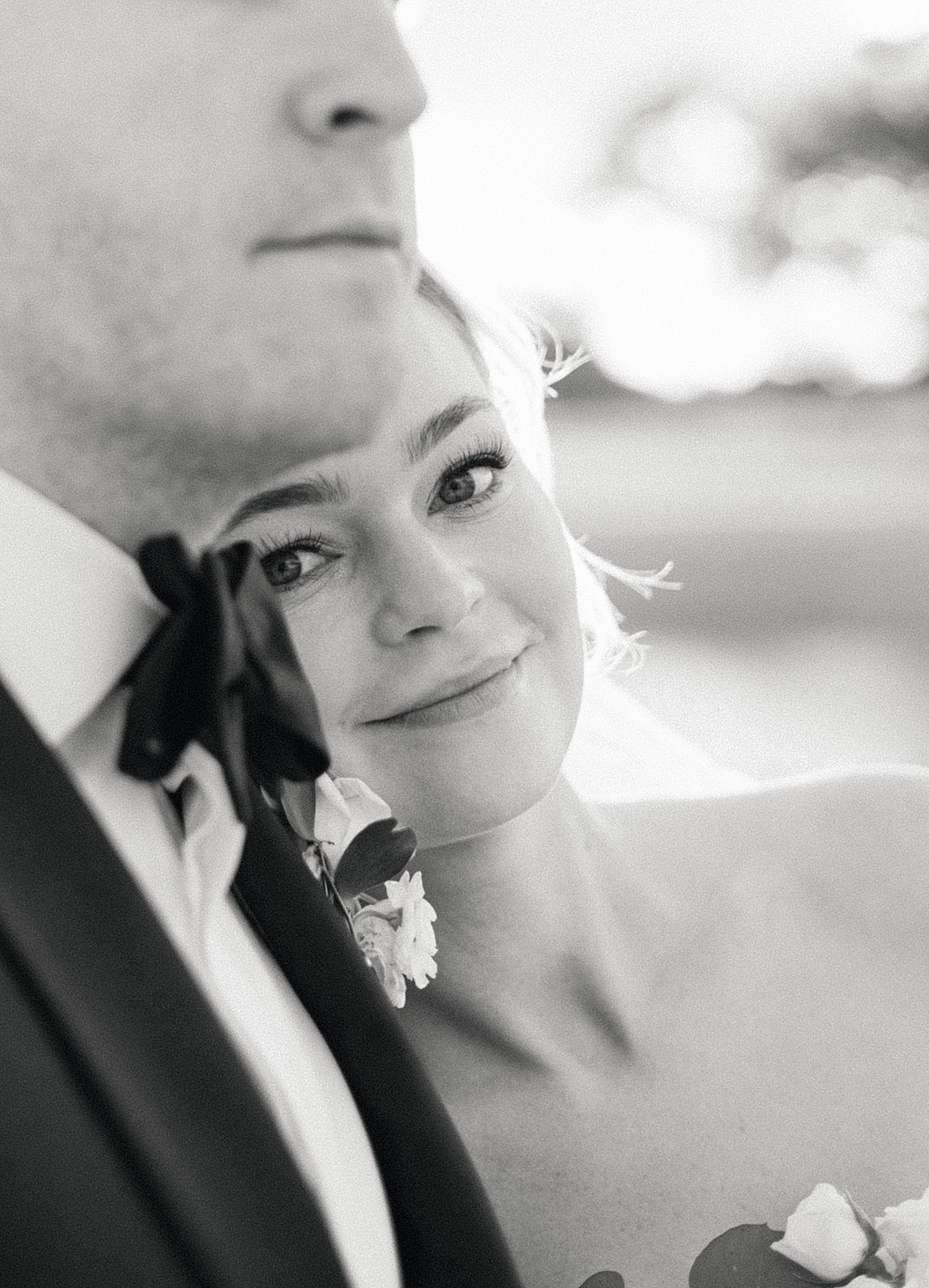 Bride smiling at camera